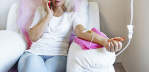 Woman receives IV hydration